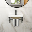 Wall Mounted Rectangular Bathroom Sink With 304 Stainless Steel Towel Bar & Overflow - White