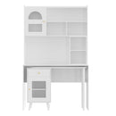 Computer Desk with 90 Degree Rotating Desktop, 43x70 Inch Office Desk with Storage Drawer and Cabinets, Gaming Desk with Shelves, Writing Desk for Study, Work Desk for Home Office Bedroom Living Room