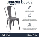 Dark Grey Metal Dining Chairs Set Of Four Durable X Bar Design