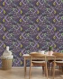 Dark Lilac Floral Wallpaper