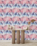 Pink and Blue Exotic Leaves Wallpaper