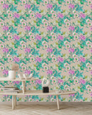 Flowers and Green Leaves Wallpaper