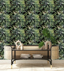Dark Wallpaper with Green Plants