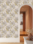 Contemporary Beige Floral Wallpaper Smart Select