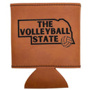 The Volleyball State Leather Koozie | Multiple Colors | Double Play Apparel & Engraving LLC