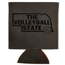 The Volleyball State Leather Koozie | Multiple Colors | Double Play Apparel & Engraving LLC