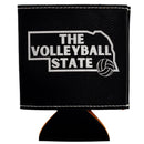 The Volleyball State Leather Koozie | Multiple Colors | Double Play Apparel & Engraving LLC