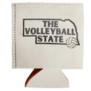 The Volleyball State Leather Koozie | Multiple Colors | Double Play Apparel & Engraving LLC