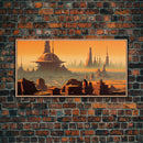 Futuristic Alien Desert World, Scifi Art, Framed Canvas Print, Cool Wall Art