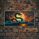 Jormungandr The Sea Serpent, Pop Art, Framed Canvas Print, Fantasy Art, Norse Mythology, Nordic / Viking Wall Art