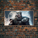 Thor Art, God of Thunder, Framed Canvas Print, Norse Mythology Art,  Fantasy Art