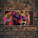 Pop Art Lion Framed Canvas Print Wall Art , Natural And Vivid Wall Decor , Modern Wall Art, Extra Large Wall Art, Lion Watercolor Painting