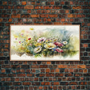 Abstract Watercolor Wildflower Meadow Painting, Canvas Print, Colorful Botanical Art Prints, Abstract flower Art, Extra Large Painting
