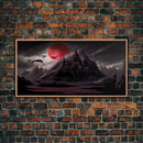 Horror Art, Haunted Castle and Blood Moon, Framed Canvas Print, Goth Art, Gothic Decor, Cool Wall Art