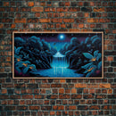 The Secret Waterfall, Enchanted Forest With Painting, Fantasy Art, Fairy House, Fantasy, Woodland Decor, Woods, Forest with Blue Butterflies