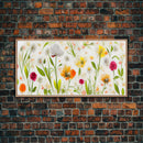 Botanical wall art, spring flowers, canvas print, dorm art for girls