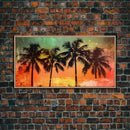 Tropical Wall Art, Sunset Wall Decor, Palm Trees Wall Art, Abstract Art, Panoramic Wall Decor, Canvas Print, Wall Art, Framed Canvas Art