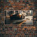 Cool Supercar Art, Framed Canvas Print, Cyberpunk Sportscar Painting, Futuristic Supercar Painting, Man Cave Decor, Gift For Him, Car Guy