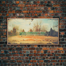 An Abandoned Tennis Court - Old Found Footage Photography - Framed Canvas Print - Urban Decay - Vaporwave Wall Art