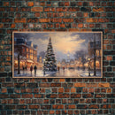 Victorian Christmas Village Winter Wonderland Canvas Print, Framed Wall Art, Christmas Decor, Retro Christmas Oil Painting, Christmas Art
