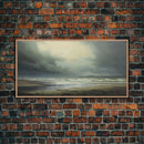 Moody Muted Landscape Oil Painting Canvas Print Wall Art, Nature Framed Large Gallery Art, Minimalist Art, Ready To Hang, Moody and Drab Art