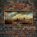 Victorian Steampunk Cityscape, Concept Art, Ready To Hang Canvas Print, Framed Wall Art