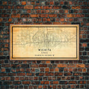 Vintage Wichita Kansas map print poster or framed canvas, Wichita map print poster canvas, Wichita city map print poster canvas, Travel Art