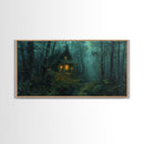 Haunted Cabin In The Woods, Framed Canvas Print, Spooky Wall Art, Spooky Season, Halloween Products, Halloween Unique Gift