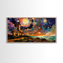 The Light House, Abstract Art, Framed Canvas Print, Original Midcentury Style Lighthouse Painting Wall Decor