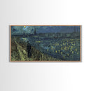 London at Midnight, Framed Canvas Print, Starry Night Inspired Victorian London, Dark Academia Halloween Wall Art