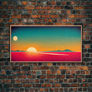 Art Deco Wall Decor, Wall Art, Framed Canvas Print, Retro Style Sunset Art, Scifi Wall Decor, 2 Suns