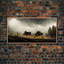 Ghost town canvas art, wild west theme, abandoned art