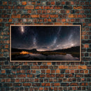 Cool Wall Art Landscape Mountains Nature Painting Prints Minimalist Modern Home Artwork Decoration Night Sky With Stars, Framed Canvas Print