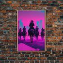 Post-Apocalyptic Cowboys, Vaporwave Aesthetic fantasy art, framed canvas print