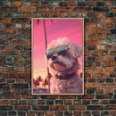 Shih Tzu Wall Print, Dog Wall Art, Dog Sunglasses, Palm Trees, Sunset, Funny Art, Framed Wall Art, Framed Canvas, Wall Print, Wall Canvas