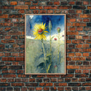 Watercolor Painting Print of a Sunflower and Wildflowers, Framed Canvas Art, Framed Print, Living Room Wall Decor