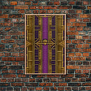 Midcentury Modern Wall art, Framed Canvas Print, Art Deco, Canvas Wall art, Gold & purple art, Geometric art, Colorful painting, Wall art