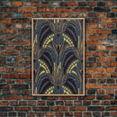 Midcentury Modern Wall art - Framed Canvas Print - Art Deco - Blue colors - Stained glass art - Patterns art - Mosaic art - Living room art