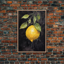 Food Art, Lemon Wall Decor, Fruit Wall Art, Kitchen Wall Art, Minimalist Wall Art, Wall Decor, Canvas Print, Wall Art, Framed Canvas Art