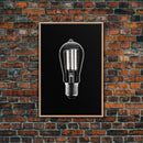 Light Bulb Wall Decor, Light Wall Art, Garage Art Print, Minimalist Print, Wall Decor, Canvas Print, Wall Art, Framed Canvas