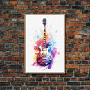 Rock N Roll Art, Classic Electric Guitar Print, Studio Gift, Musician Gift, Music Wall Art, Framed Canvas Print, Rock And Roll