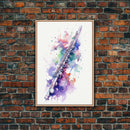 Flute Wall Art, Instrument Print, Graffiti Art, Framed Canvas Print, Cool Studio Wall Decor, Music Gift