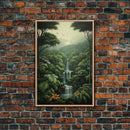 Jungle Wall Art, Waterfalls Art, Nature Wall Art, Trees Art Print, Canvas Print, Wall Art, Vertical Art, Lake House Wall Art, Indie Room Art