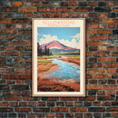 Yellowstone National Park Wyoming Travel Art, National Park Print, Minimalist Travel Art, Midcentury Modern Style Landscape Painting
