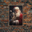 Santa Claus And His Cavalier King Charles, Christmas Wall Art, Dog Gift, Christmas Dog, Winter Wall Art, Santa Decor, Santa Art Print