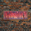 Enchanted Forest Art, Abstract Forest Art, Pink Forest, Pastel Wood, Wall Decor, Large Canvas Print, Panoramic, Wall Art, Canvas Print