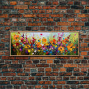 Panoramic Wildflowers Canvas Print, Beautiful Ultra-Wide Wall Art, Original Flower Painting, Floral Art, Botantical Wall Art, Oil Painting