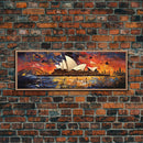 Abstract Painting of the Sydney Opera House, Framed Canvas Print, Van Gogh Inspired Australia Art, Paint of Sydney