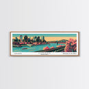Omaha Nebraska Panoramic Painting Framed Canvas Print, Travel Poster, Mid Century Modern Art, Pop Art Style, Wall Art, Home Decor