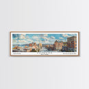 Yonkers New York Panoramic Framed Canvas Print, Retro Style Travel Poster, Artistic Wall Art, Unique Office Decor, Living Room Gift